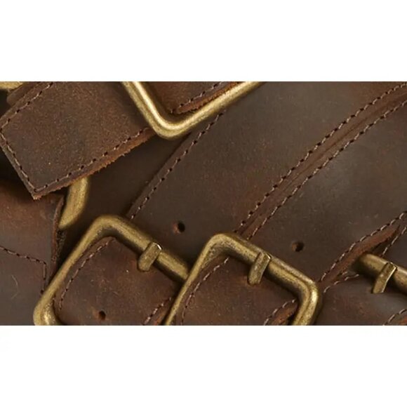 Jeffrey Campbell Belted Up Biker Inspired Leather Boot in Brown - Picture 7 of 7